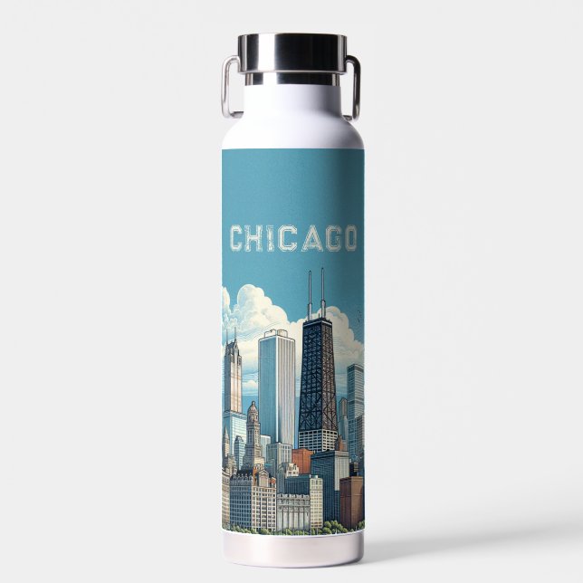 Bouteille D'eau Ciel bleu Chicago (Avant)