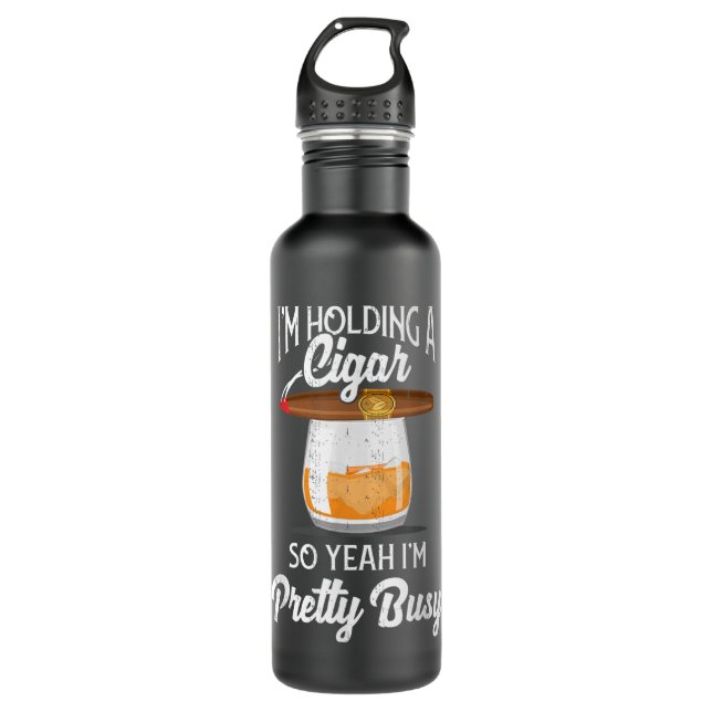 Bouteille D'eau Cigar Fumer Whiskey Boire Papa Tee Gif (Devant)