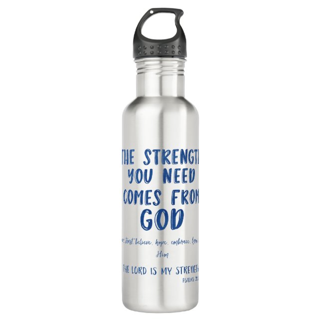 Bouteille D'eau Citation de message inspirante et couplet biblique (Devant)