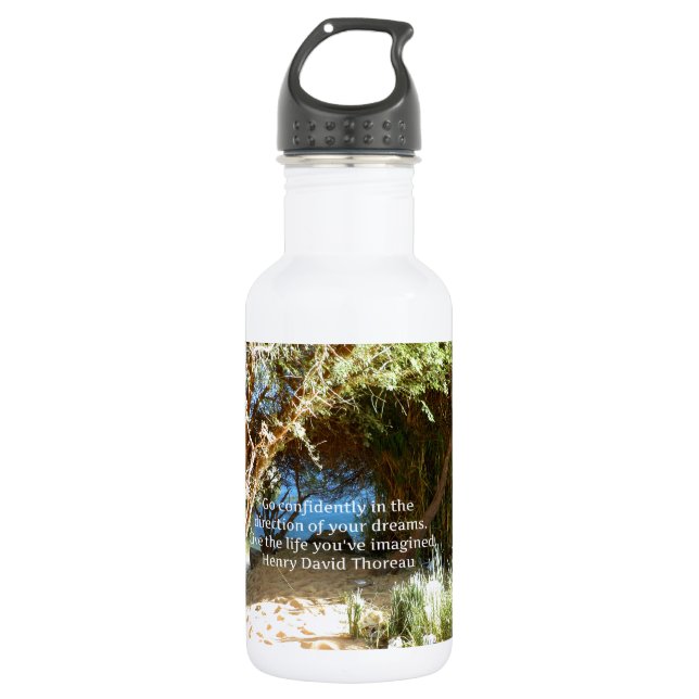 Bouteille D'eau Citation du rêve motivationnel Henry David Thoreau (Devant)