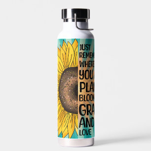 Bouteille D'eau Citation et tournesol tiré à la main