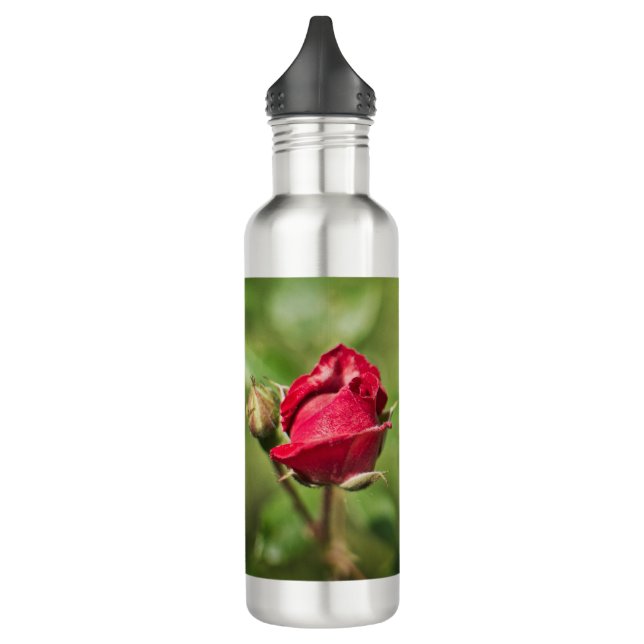 Bouteille D'eau Citation inspirante avec une photo en fleurs de ro (Gauche)