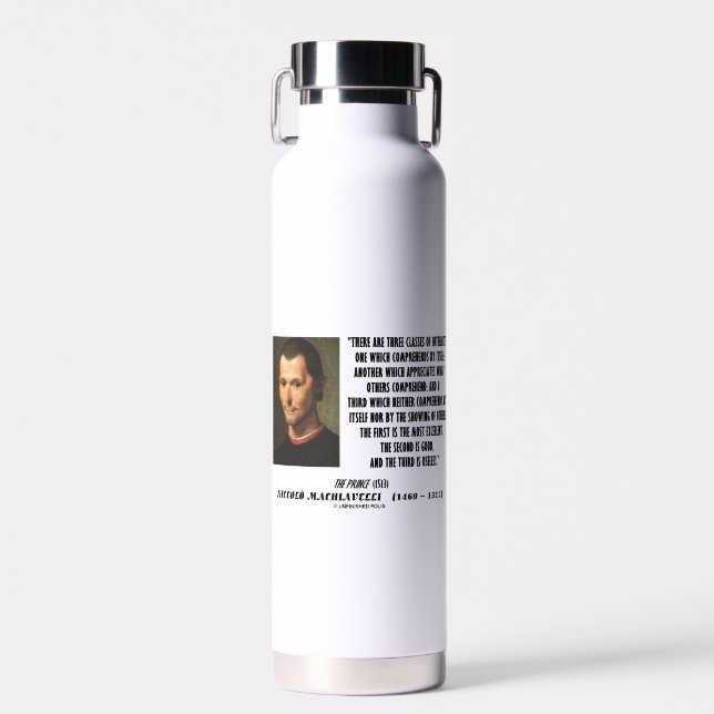 Bouteille D'eau Citation Machiavelli Trois Classes D'Intelligents (Avant)
