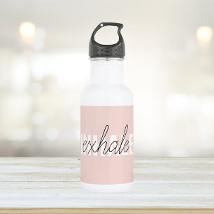 Bouteille D'eau Citation moderne Pastel Pink Inhale Exhale