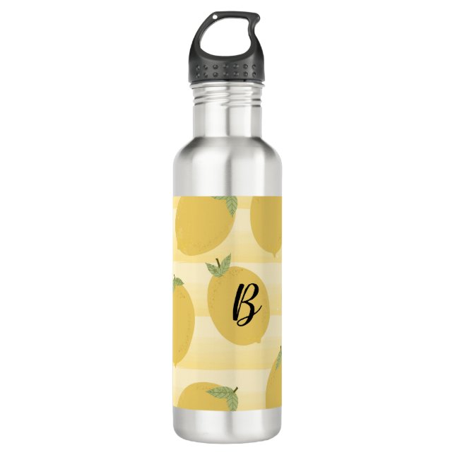 Bouteille D'eau Citrons jaunes Fruits d'été Aquarelle amusante (Devant)