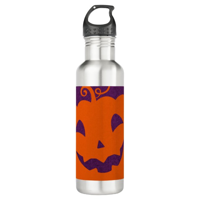 Bouteille D'eau Citrouille orange d'Halloween sur Arrière - plan v (Devant)