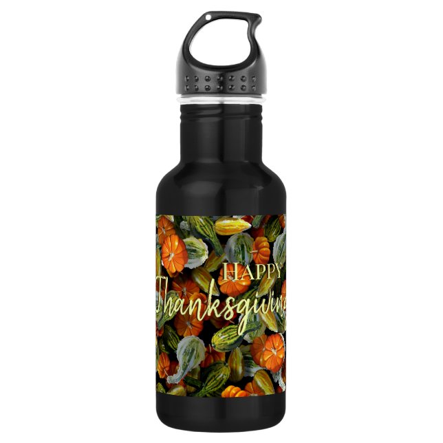 Bouteille D'eau Citrouille, Squash Automne Harvest Water Bottle (Devant)