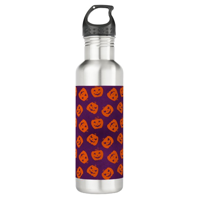 Bouteille D'eau Citrouilles d'Halloween sur Motif Arrière - plan v (Devant)