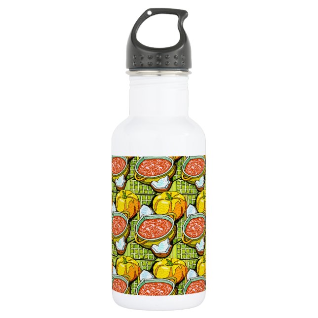 Bouteille D'eau Citrouilles, soupe et arrière - plan rayé (Devant)