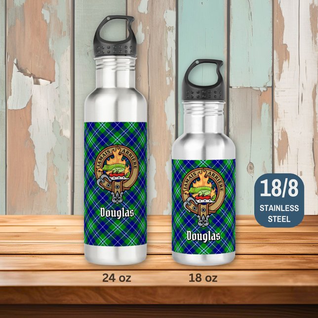 Bouteille D'eau Clan Douglas Crest sur Tartan (Créateur téléchargé)