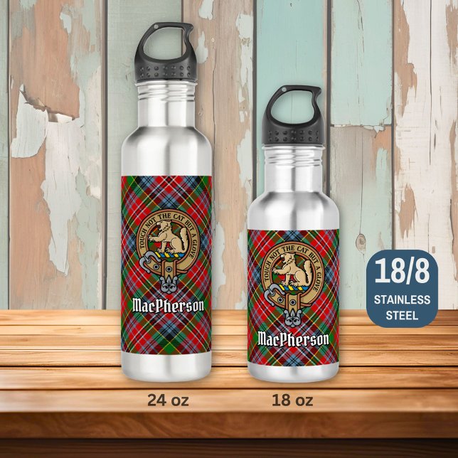 Bouteille D'eau Clan MacPherson Crest sur Tartan (Créateur téléchargé)