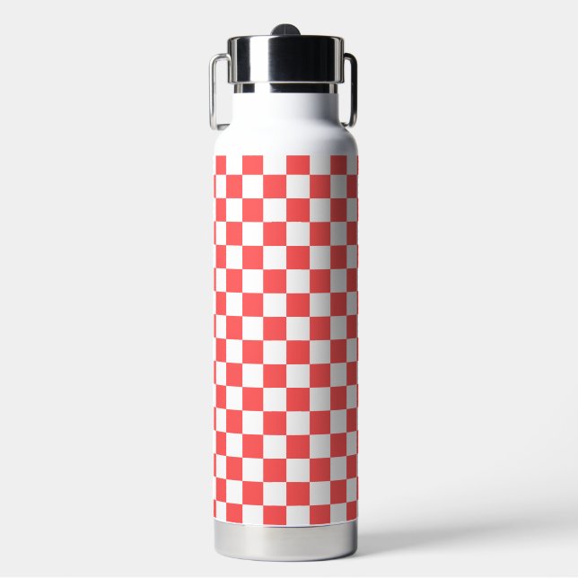 Bouteille D'eau Classic coral red checkerboard (Salle de sport)