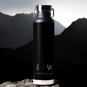 Bouteille D'eau Classic Élégant Moderne Minimaliste Nom Monogramme