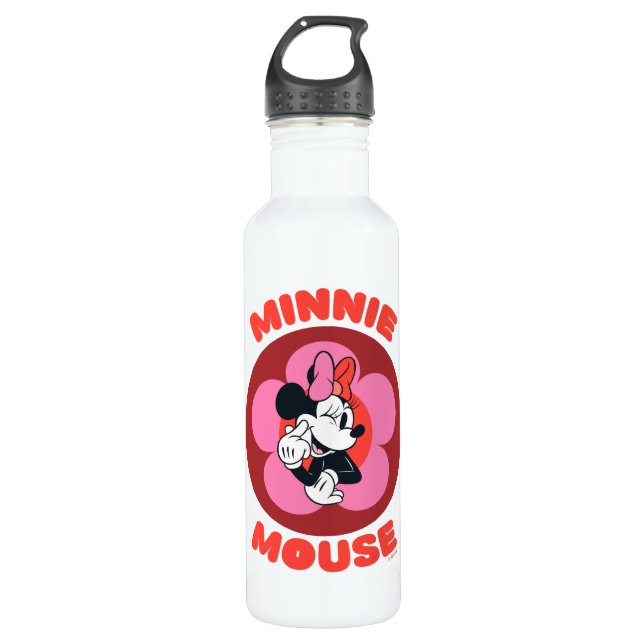 Bouteille D'eau Classic Minnie Mouse Retro Badge (Devant)