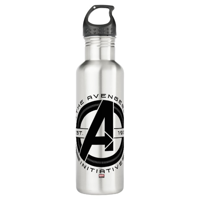 Bouteille D'eau Classique Avengers | Logo de lentilles de l'initia (Devant)