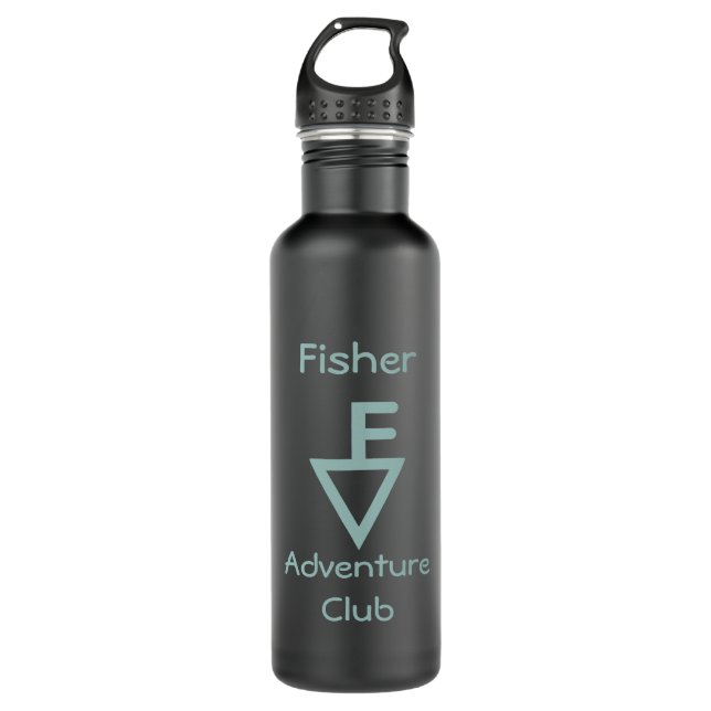 Bouteille D'eau Club d'aventure de Fisher - logo turquoise léger (Devant)