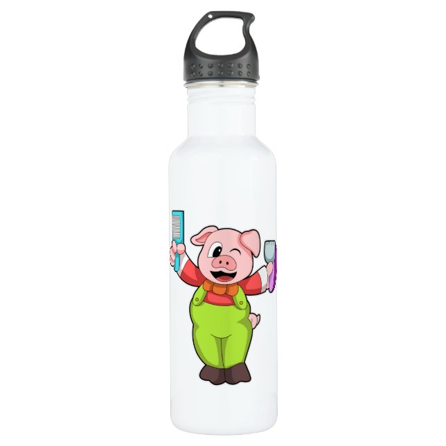 Bouteille D'eau Cochon avec ciseaux et razor (Devant)