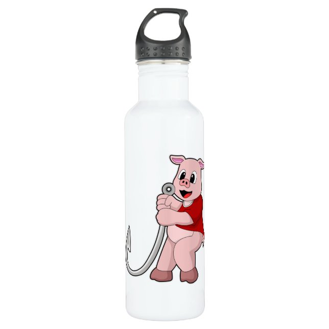 Bouteille D'eau Cochon de pêche avec hameçon de poisson (Devant)