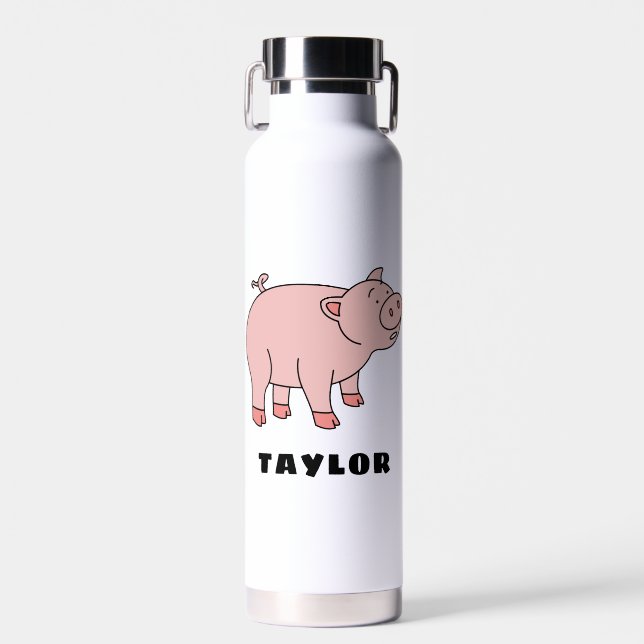Bouteille D'eau Cochon Mignon Nom Personnalisé Garçon Unique (Avant)