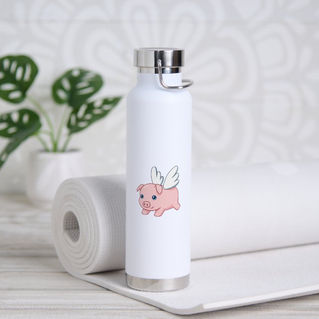Bouteille D'eau Cochon Volant - Porcelet Mignon avec des Ailes (Yoga (pivoté))