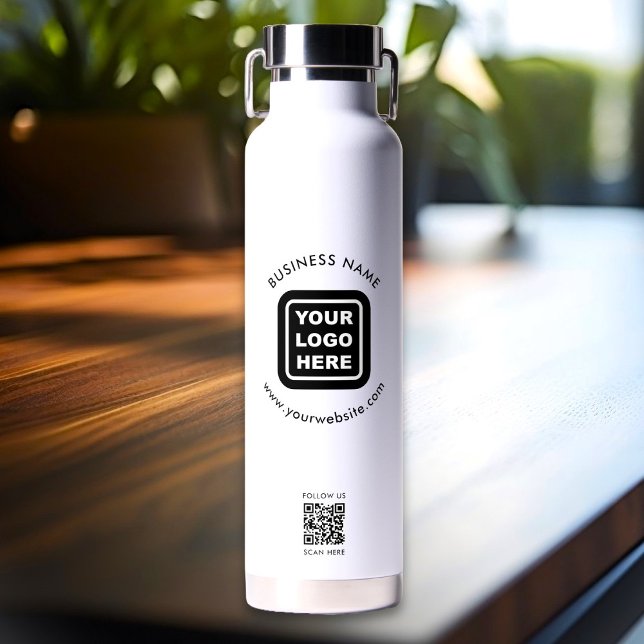 Bouteille D'eau Code QR personnalisé Nom du logo commercial Texte (Créateur téléchargé)