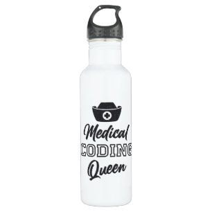 Bouteille D'eau Coder Médicale Queen Coding ICD Programmer Cadeau