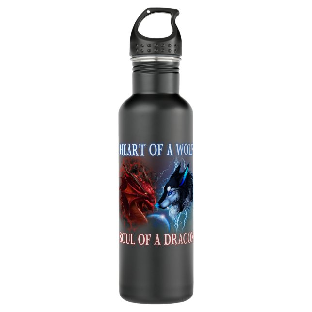 Bouteille D'eau Coeur d'une âme de loup de dragon (Devant)