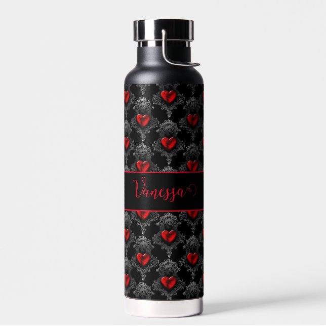 Bouteille D'eau Coeur gothique rouge personnalisé (Gauche)