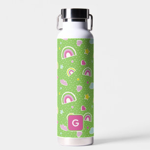 Bouteille D'eau Cœurs et Étoiles Arc-en-Ciel Vert Rose Enfants Per
