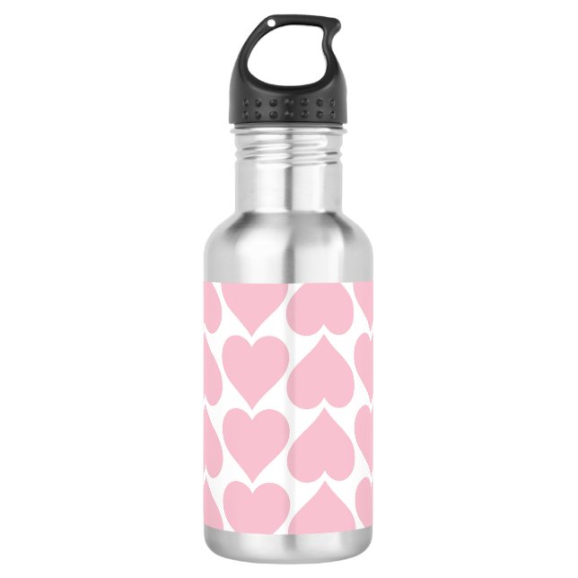 Bouteille D'eau Coeurs roses Motif, Romantique, Amour (Devant)