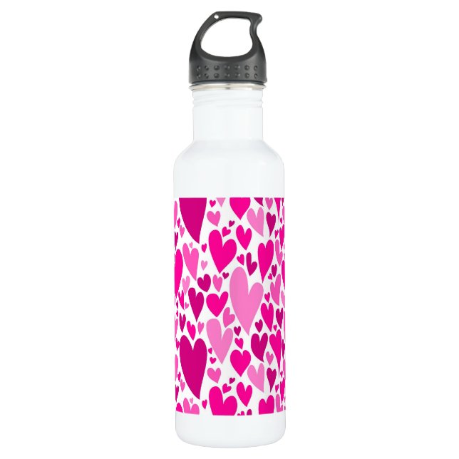 Bouteille D'eau Coeurs roses super et romantiques Saint-Valentin (Devant)