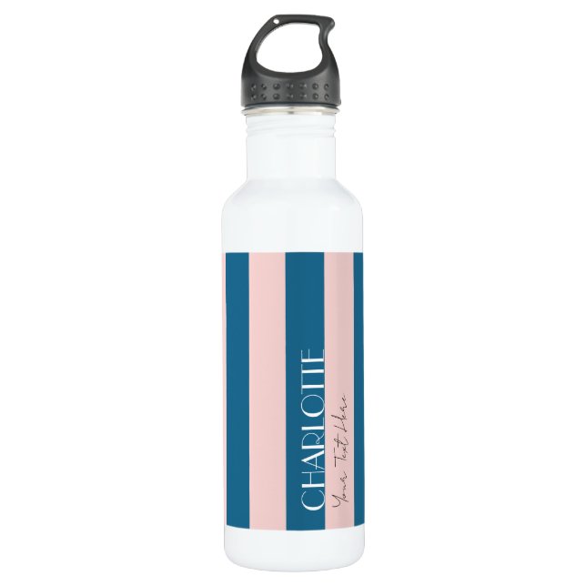 Bouteille D'eau Coloré tendance moderne marine Nautique Bleu rayur (Devant)