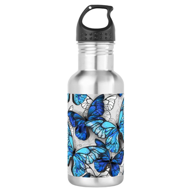 Bouteille D'eau Composition des White and Blue Butterflies (Devant)