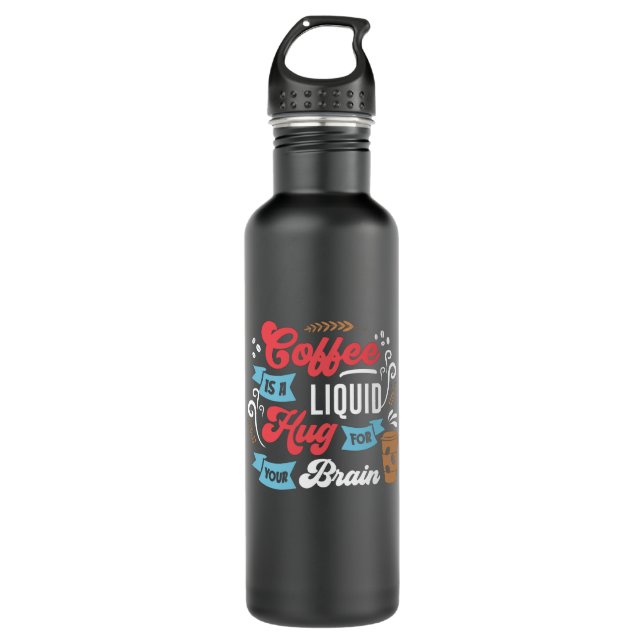 Bouteille D'eau Conception amusante de café | Café pour le cerveau (Devant)