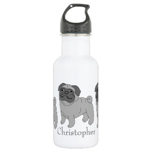 Bouteille D'eau Conception de chien de Carlin gris personnalisée