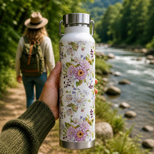 Bouteille D'eau Conception de design floral de fleurs sauvages pas