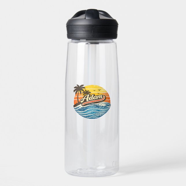 Bouteille D'eau Conception de nom Adam Retro Sunset (Avant)