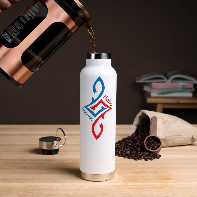 Bouteille D'eau Conception de salutation simple et heureuse pour a (Café (pivoté))