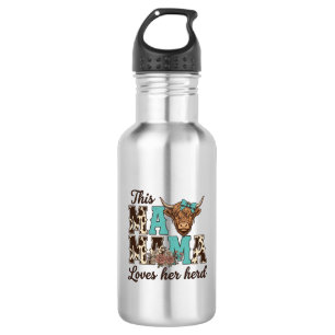 Bouteille D'eau Conception de t-shirt de vache des Highlands Maman