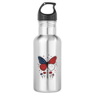 Bouteille D'eau Conception de T-shirt vintage papillon patriotique