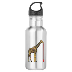 Bouteille D'eau Conception de vecteur de paille à boire de girafe