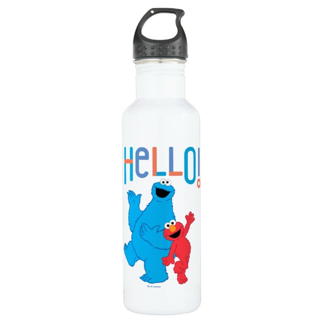 Bouteille D'eau Cookie Monster & Elmo Bonjour ! (Devant)