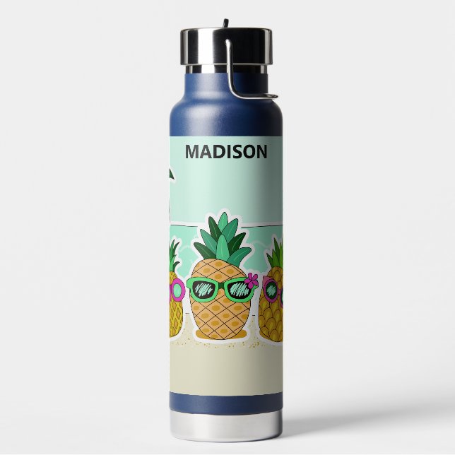 Bouteille D'eau Cool Beach Ananas nom personnalisé (Gym)