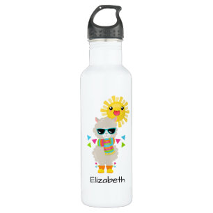 Bouteille D'eau Cool Llama et souriant Kawaii Sun