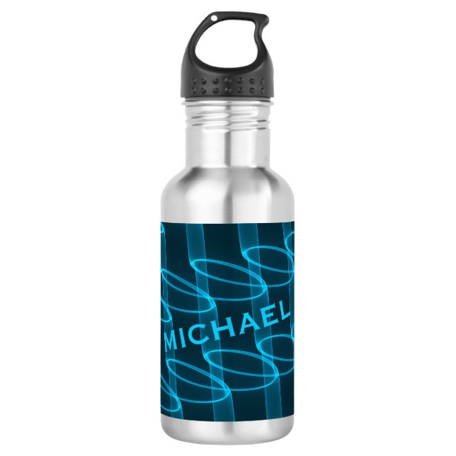 Bouteille D'eau Cool Lumineux Blue Wave Motif personnalisé (Devant)