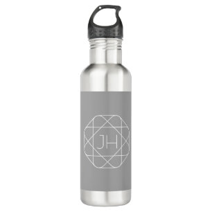 Bouteille D'eau Cool monogram, style vibe   Grey & White