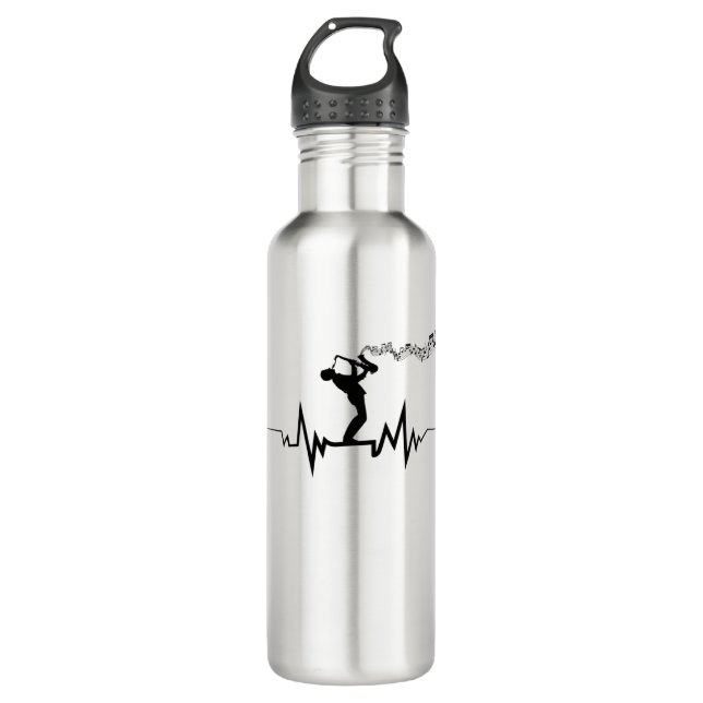 Bouteille D'eau Cool Saxophone Heartbeat Pour Musiciens (Devant)