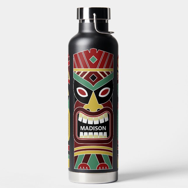 Bouteille D'eau Cool Tiki Totems nom personnalisé (Droite)