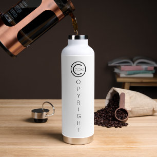 Bouteille D'eau Copyright Moderne Typographique Blanc