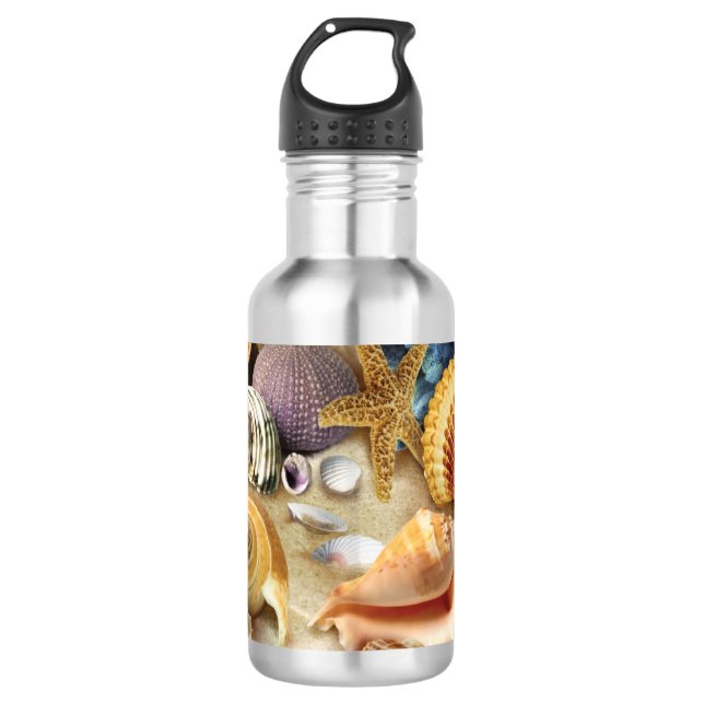Bouteille D'eau Coques de mer sur la plage (Devant)
